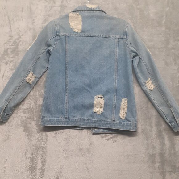 Thread Supply Denim Jean Ripped Distressed Jacket Blue Size Small - Picture 8 of 9